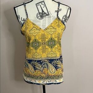 Yellow and Blue Paisley Women's Top
